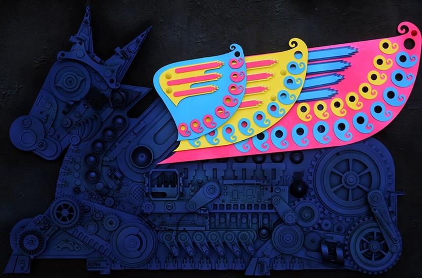 contemporary sculpture titled 'Nandi The Gate Keeper', 91x60x4 inches, by artist Haribaabu Naatesan on Acrylic Glass