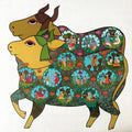 Nandishwara' religious acrylic-ink painting by artist Rangoli Garg, 24x24 inch, on canvas