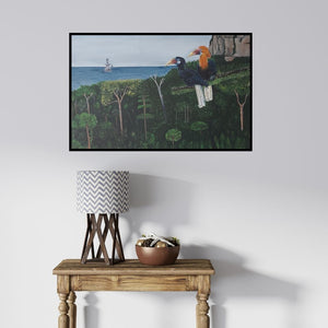 In-situ view of Yashodan Heblekar's 'Narcondem (Guardians of the Coast)' painting in a room