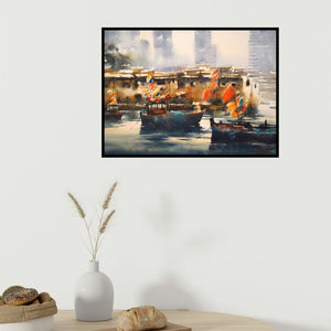 In-situ view of Ananta Mandal's 'Nariman Point In Mumbai Iii' painting in a room