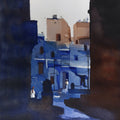 Narrow Lanes Jodhpur Blues' cityscape watercolor painting by artist Prashant Prabhu, 24x18 inch, on archival paper