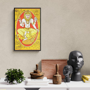 In-situ view of Manisha Srivastava's 'Narsimha Avatar (Vishnu's Narasimha Avatar)' painting in a room