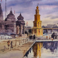 'Nashik Ghat' religious watercolor painting by artist Sandeep Yadav, 10x15 inch, on paper