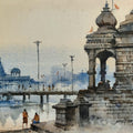 'Nashik Ghat 2' religious watercolor painting by artist Sandeep Yadav, 10x15 inch, on paper