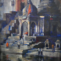 Nashik Ghat' religious oil painting by artist Prasad Thite, 24x18 inch, on canvas