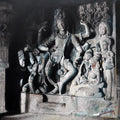 Religious acrylic painting titled 'Nataraja The Dancing Siva', 36x30 inches, by artist Raju More on Canvas