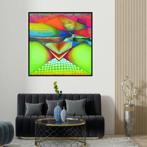 Dhananjay Takalikar's 'Nature 1 (Dreamscape)' painting visualized above a sofa in a contemporary room.