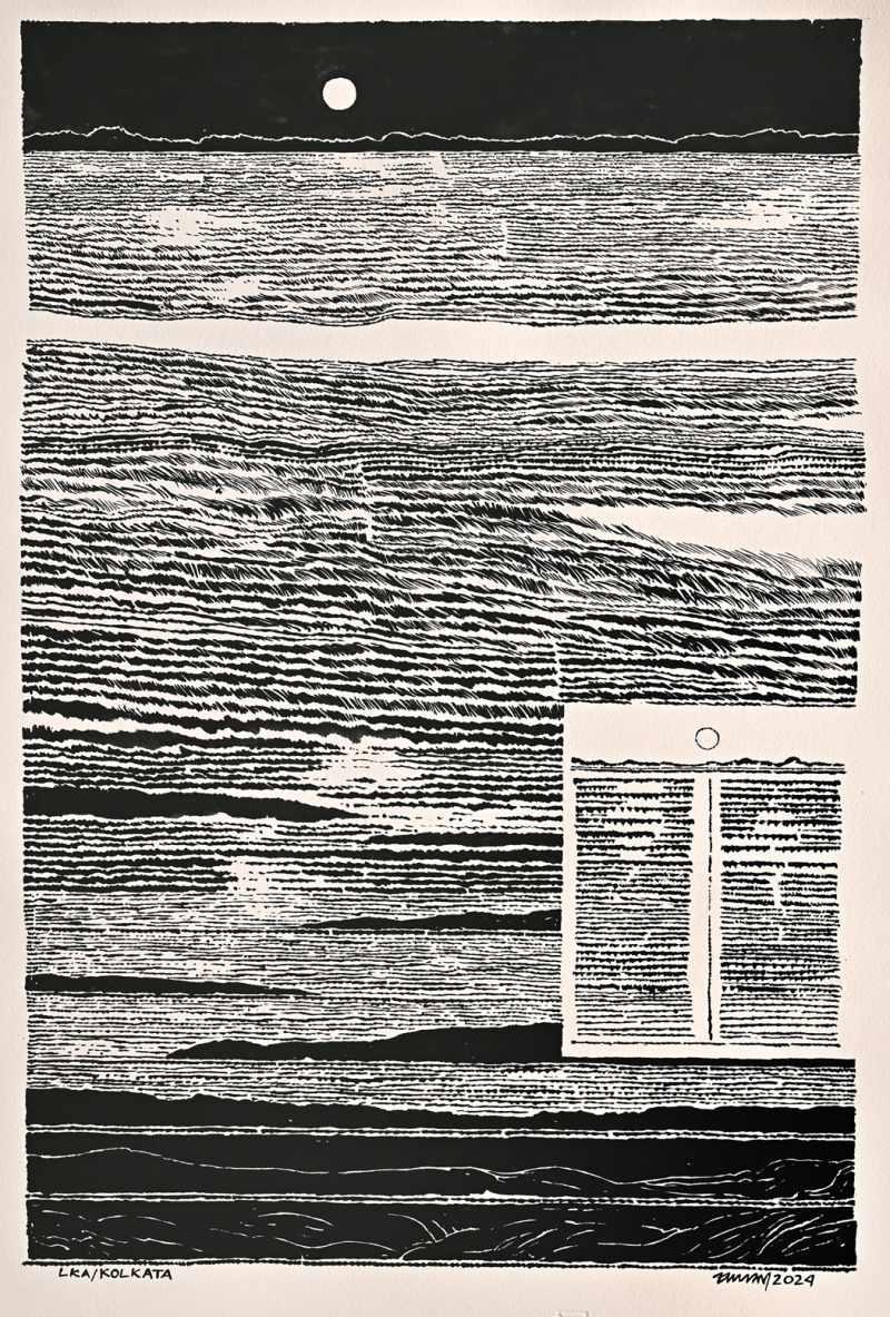 Nature 2' contemporary postercolor painting by artist Palash Chandra Baidya, 30x20 inch, on canson paper