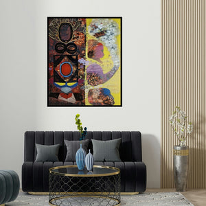 'Nature (Celestial Tapestry)' painting by Sanjay Sahani shown on a wall in a furnished room.