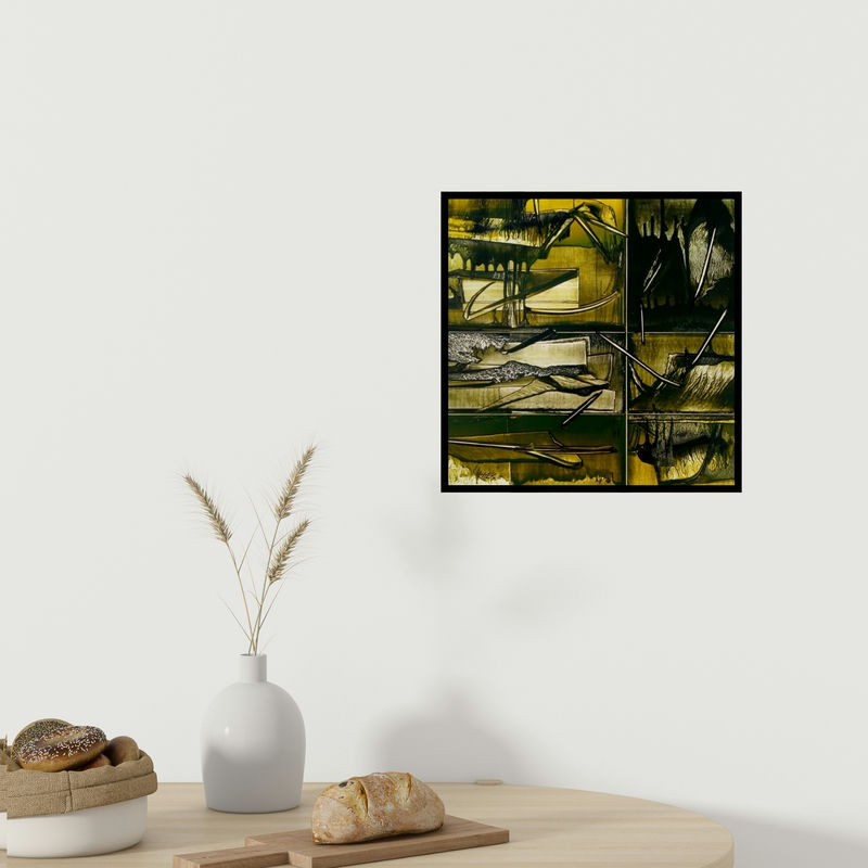 In-situ view of Ramesh Kher's 'Nature 8 (Nocturnal Reverie)' painting in a room