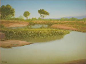Nature Beauty I by Fareed Ahmed, Original Oil Seascape Painting on Canvas, Small Horizontal Wall Art