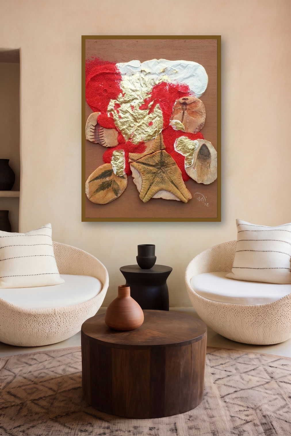 Nature Human And Culture 3 (Fossils 1) by artist Onkar Kshirsagar displayed in a Museum Style gallery