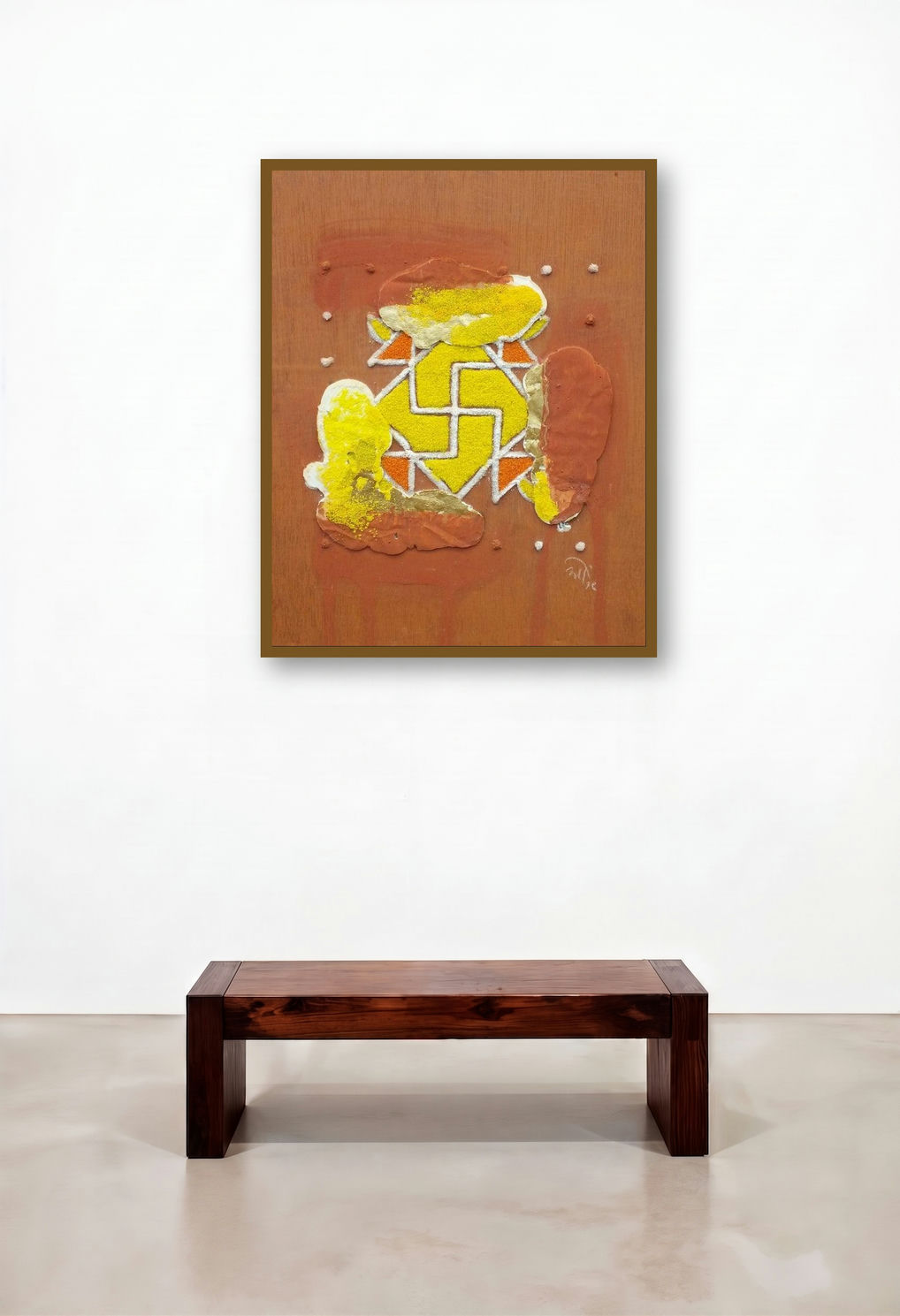 Nature Human And Culture 4 (Swastika 1) by artist Onkar Kshirsagar displayed in a Eclectic Study