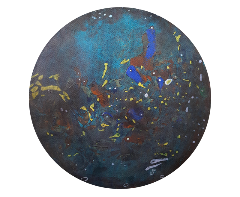 Nature Life 11' contemporary acrylic painting by artist Anamika S, 12x12 inch, on canvas