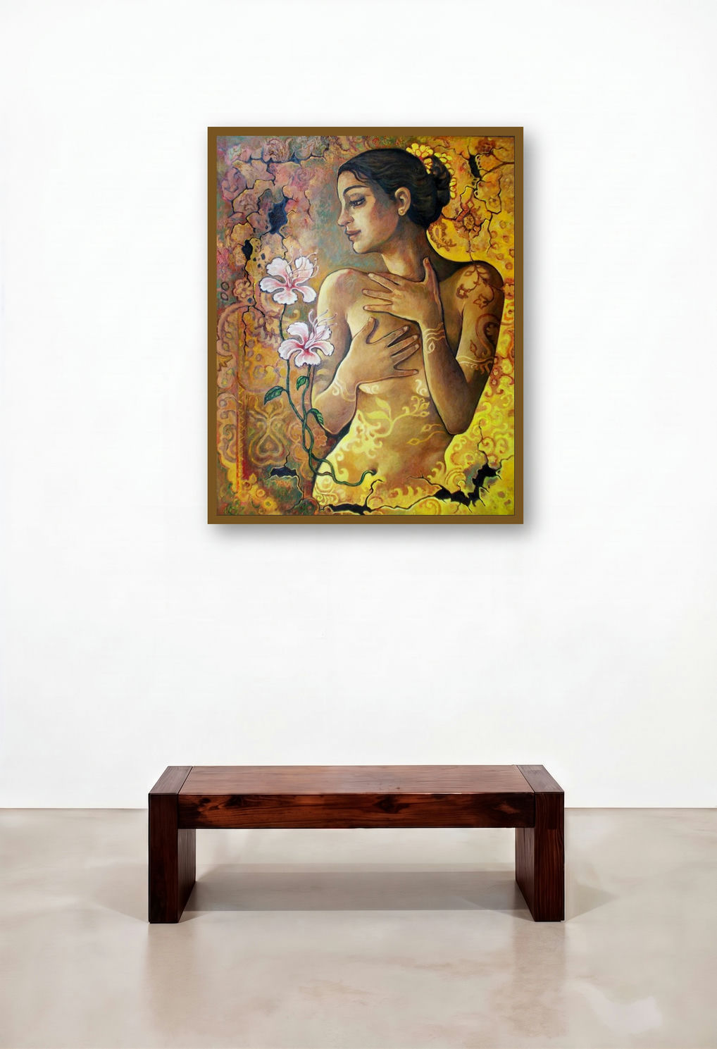 Nature Of Beauty3 (Essence of the Feminine) by artist Rupchand Kundu displayed in a Modern Dining Room
