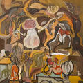 'Nature Unity 2' contemporary mixed-media painting by artist Susmita Chowdhury, 48x36 inch, on canvas