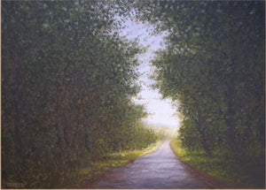 Nature Way by Fareed Ahmed, Original Oil Landscape Painting on Canvas Board, Small Horizontal Wall Art