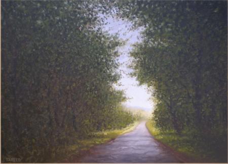 Landscape oil painting titled 'Nature Way', 16x22 inches, by artist Fareed Ahmed on Canvas Board