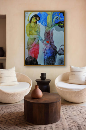 Nature With Woman Ii (Kindred Spirits) by artist Appam Raghavendra displayed in a Contemporary gallery
