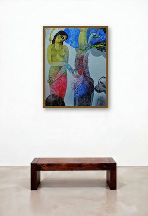 Nature With Woman Ii (Kindred Spirits) by artist Appam Raghavendra displayed in a Urban Loft Hotel Suite