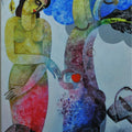 Figurative acrylic painting titled 'Nature With Woman II', 40x30 inches, by artist Appam Raghavendra on Canvas