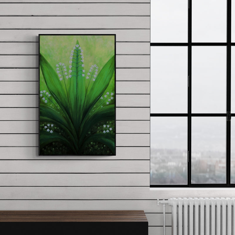 Preview of 'Natures Symmetry' Painting by Seby Augustine shown on a wall in a furnished room.