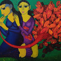 Nayika' figurative acrylic painting by artist Prakash Deshmukh, 36x48 inch, on canvas