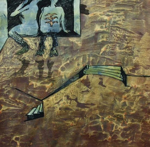 Need Some Space To Think (Contemplation at the Window) by Rohan Koli, Original Acrylic Contemporary Painting on Paper, Medium Square Wall Art