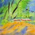Nestled In Nature' landscape watercolor painting by artist Soven Roy, 10x14 inch, on paper