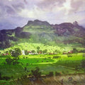 Landscape watercolor painting titled 'Nevali Village', 15x22 inches, by artist RAKESH SURYAWANSHI on Paper