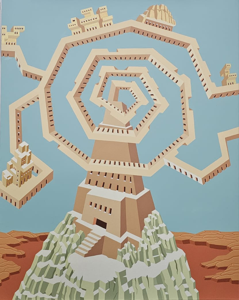 Never Ending Loop' contemporary acrylic painting by artist Gigi Scaria, 60x48 inch, on canvas