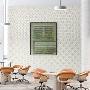 In-situ view of Sunil Yadav's 'New Identity And New Space 1 (Abstract Landscape in Green and Grey)' painting in a room