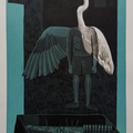 New Lands New Lives Migration Narratives' contemporary mixed-media printmaking by artist Ashwin Khapare, 20x12 inch, on paper
