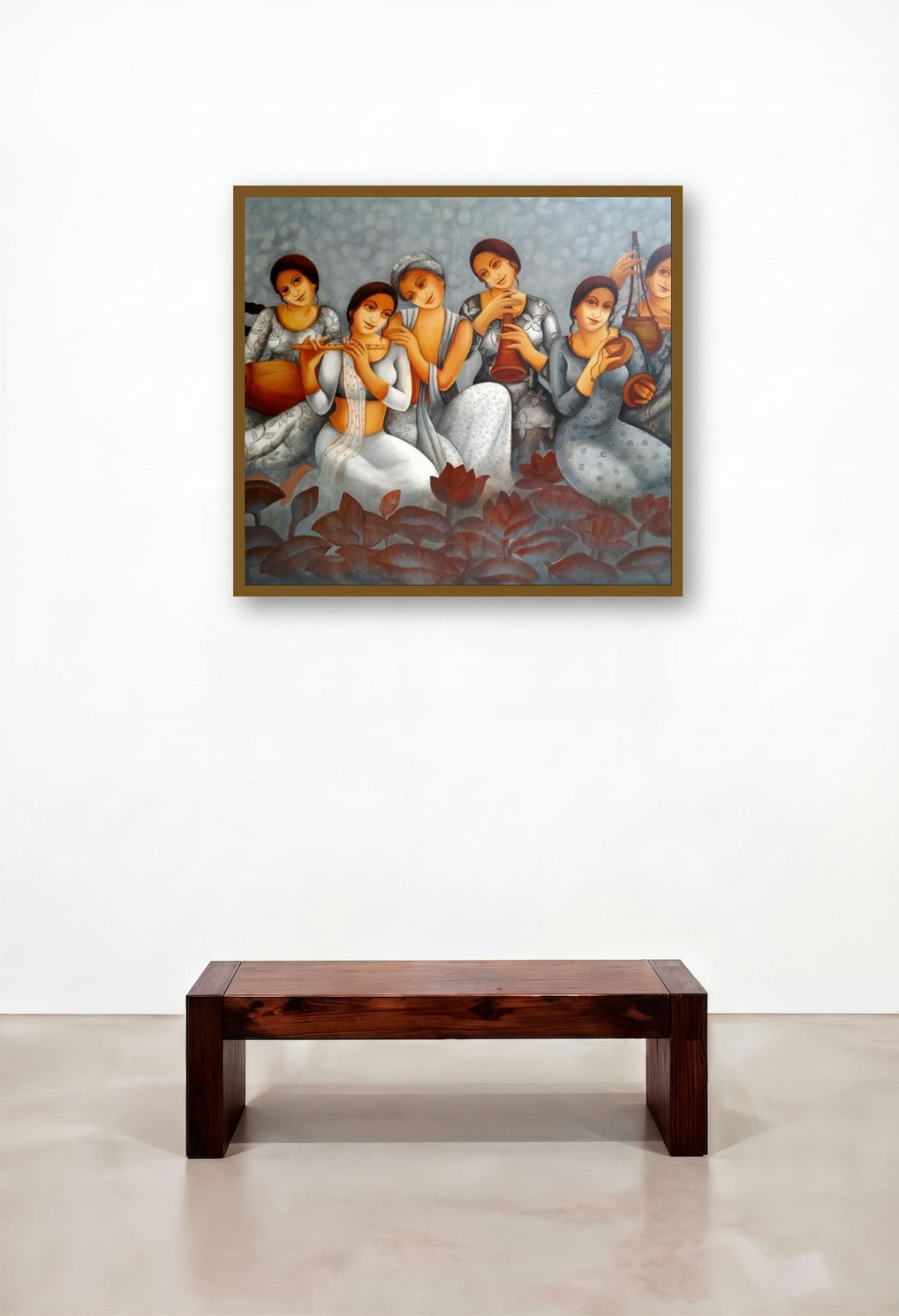 Nidhivan 2 by artist Monalisa Sarkar displayed in a Japandi Reception Area