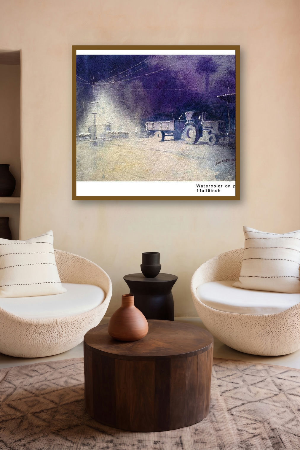 Night At Nirmal (Twilight Haunt: A Nighttime Scene) by artist Sourabh Nema displayed in a Contemporary Exhibition gallery