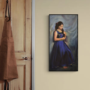 In-situ view of Swapniil Paatil's 'Nilmayi' painting in a room