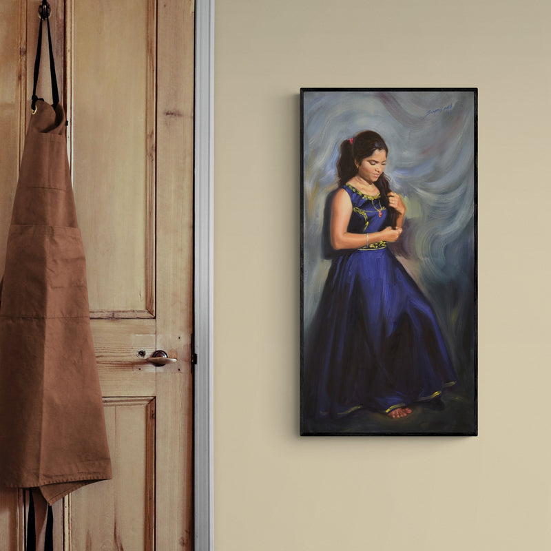 In-situ view of Swapniil Paatil's 'Nilmayi' painting in a room