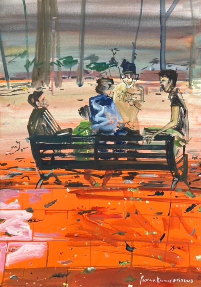 Figurative watercolor painting titled 'No School Today', 15x11 inch, by artist Pavan Kumar on Paper