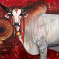 Nostalgia' animals acrylic painting by artist Jjiban Biswas, 36x48 inch, on canvas
