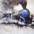 Transportation acrylic painting titled 'Nostalgia of Steam Locomotives 47', 36x60 inches, by artist Kishore Pratim Biswas on Canvas
