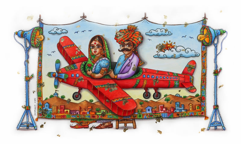 Nostalgia Series 1' figurative mixed-media painting by artist Dhimant Vyas, 42x54 inch, on canvas