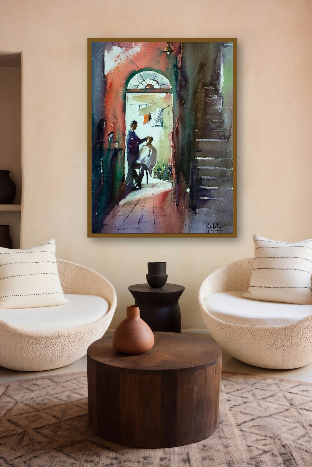 Nostalgia Water by artist Gulshan Achari displayed in a Indian Art gallery