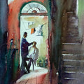 Figurative watercolor painting titled 'Nostalgia Water', 18x13 inches, by artist Gulshan Achari on Paper