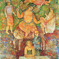 Religious serigraphs painting titled 'Now And Then', 40x30 inch, by artist Sakti Burman on Paper