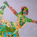'Nrityavarnam 1' figurative acrylic painting by artist Srinivasa Ram Makineedi, 28x38 inch, on canvas