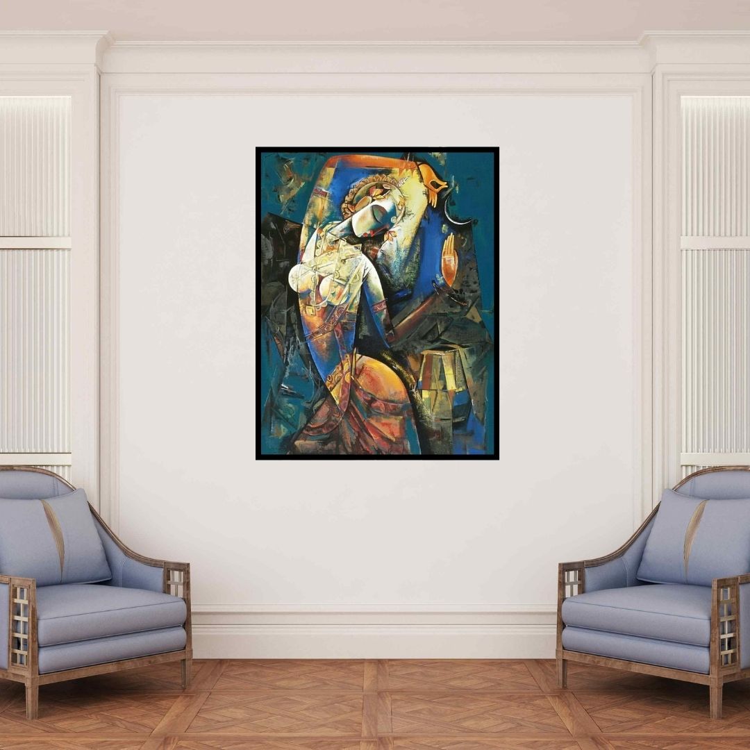 In-situ view of Vishal Phasale's 'Nrutya Chandrika 63' painting in a room