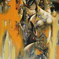 Figurative acrylic painting titled 'Nrutya Chandrika 76', 48x36 inches, by artist Vishal Phasale on Canvas