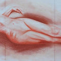 Nude dry pastel painting titled 'Nude I', 30x66 inches, by artist Bhavesh Patel on Paper