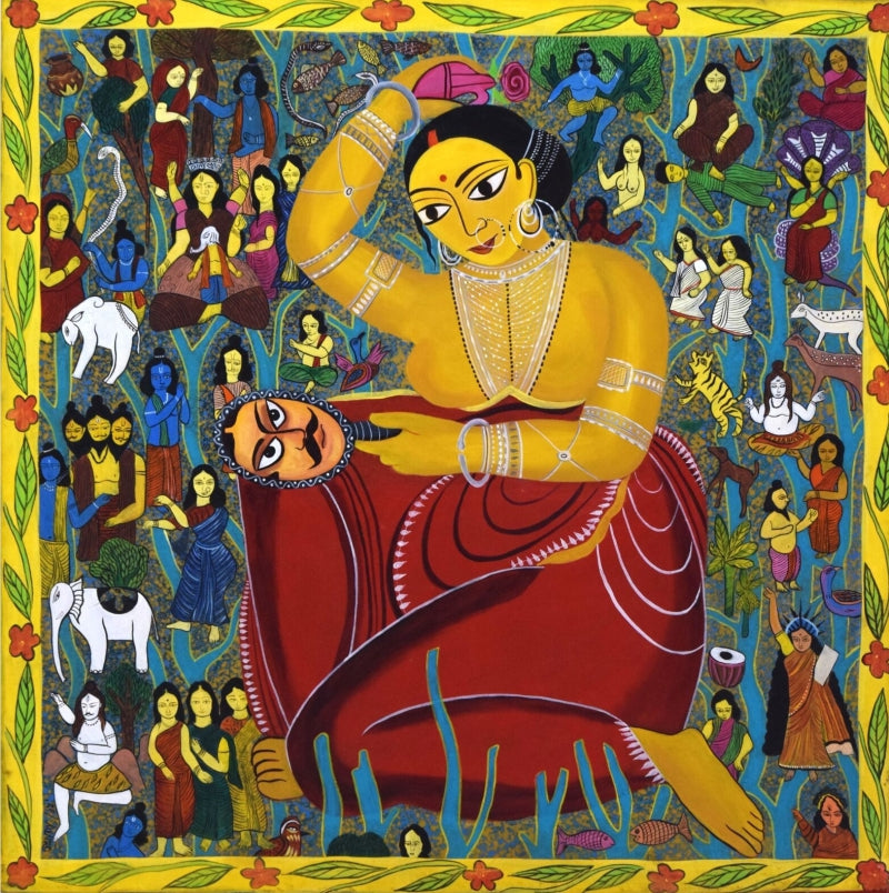 O My God' religious acrylic painting by artist Tonmoy Roy, 48x48 inch, on canvas