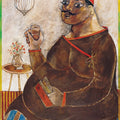 Figurative serigraphs painting titled 'Obese Man', 30x22 inch, by artist Paritosh Sen on Paper